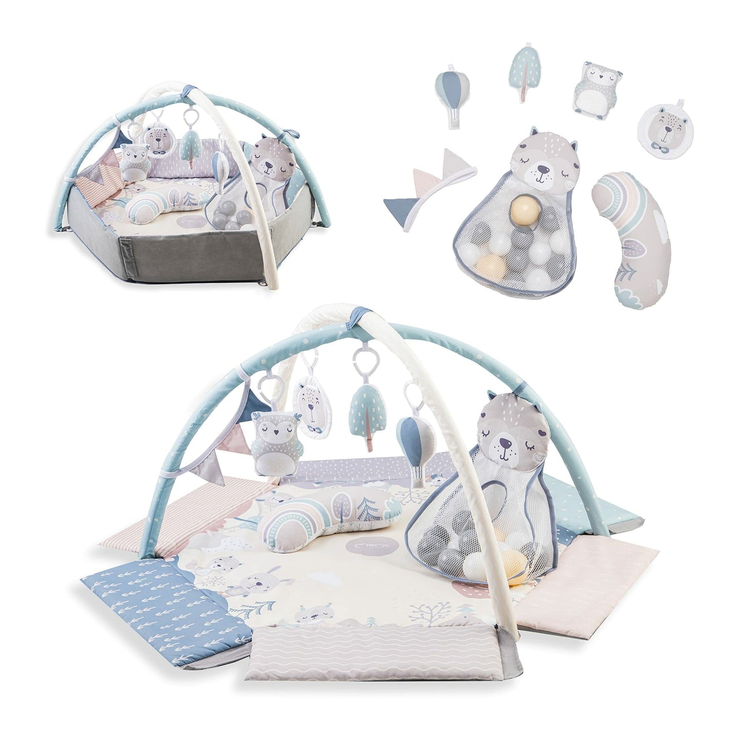 Livrenpoche : Arche de jeu momi pastel avec tapis 3 en 1 pour bébé - - Divers