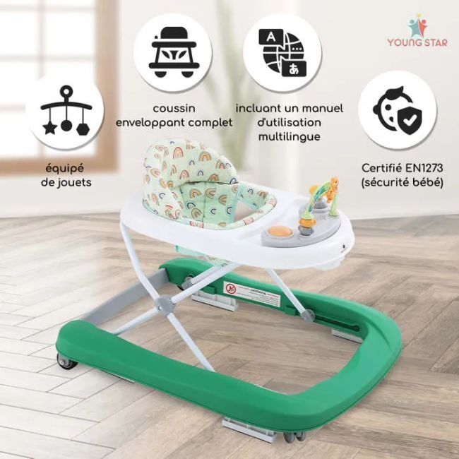 Livrenpoche : Trotteur 3 en 1 YOUNGSTAR 3 modes de jeux évolutifs, Vert - - Divers