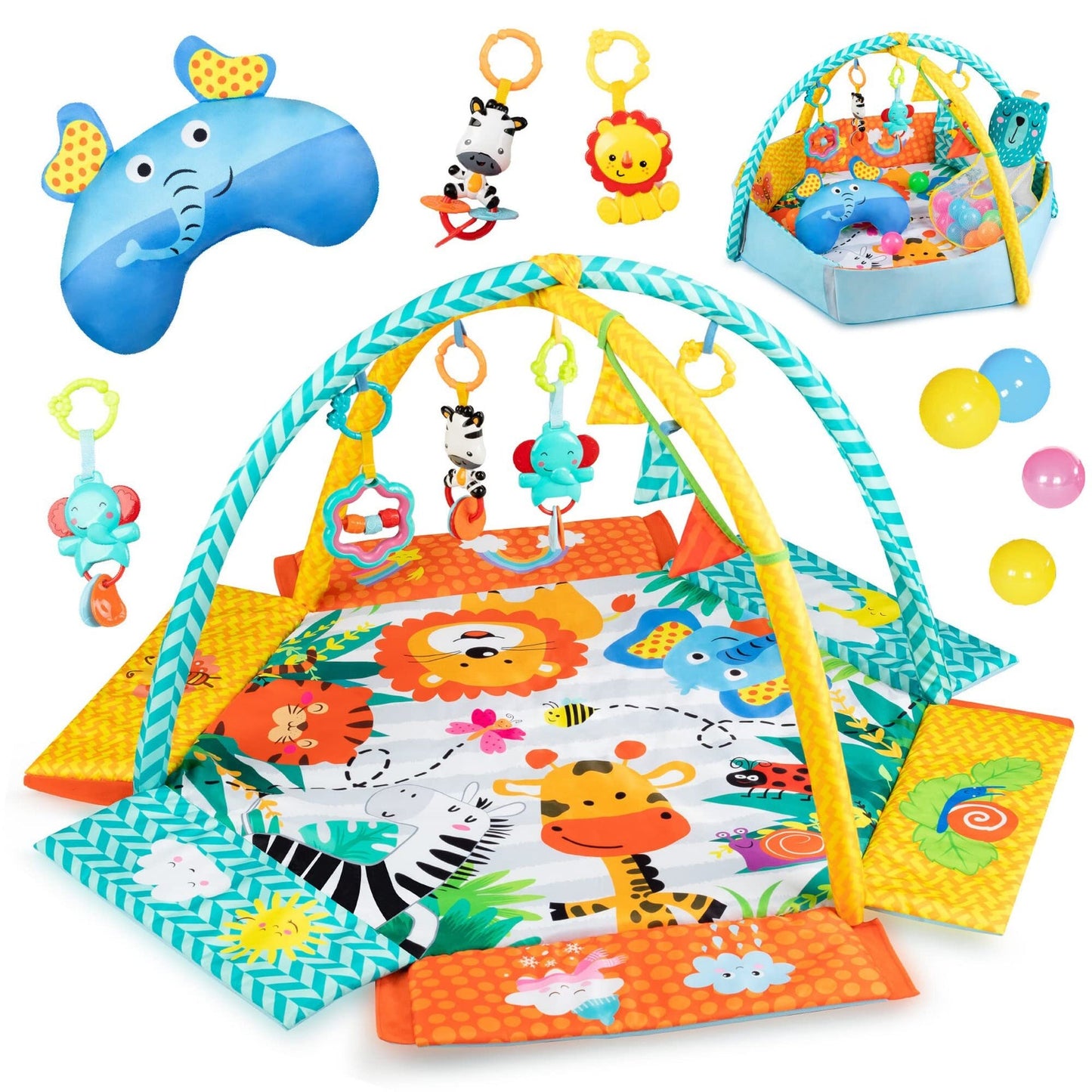 Livrenpoche : Tapis d'éveil Momi Qkids Multi - Spacieux - Arche à jouets - - Divers