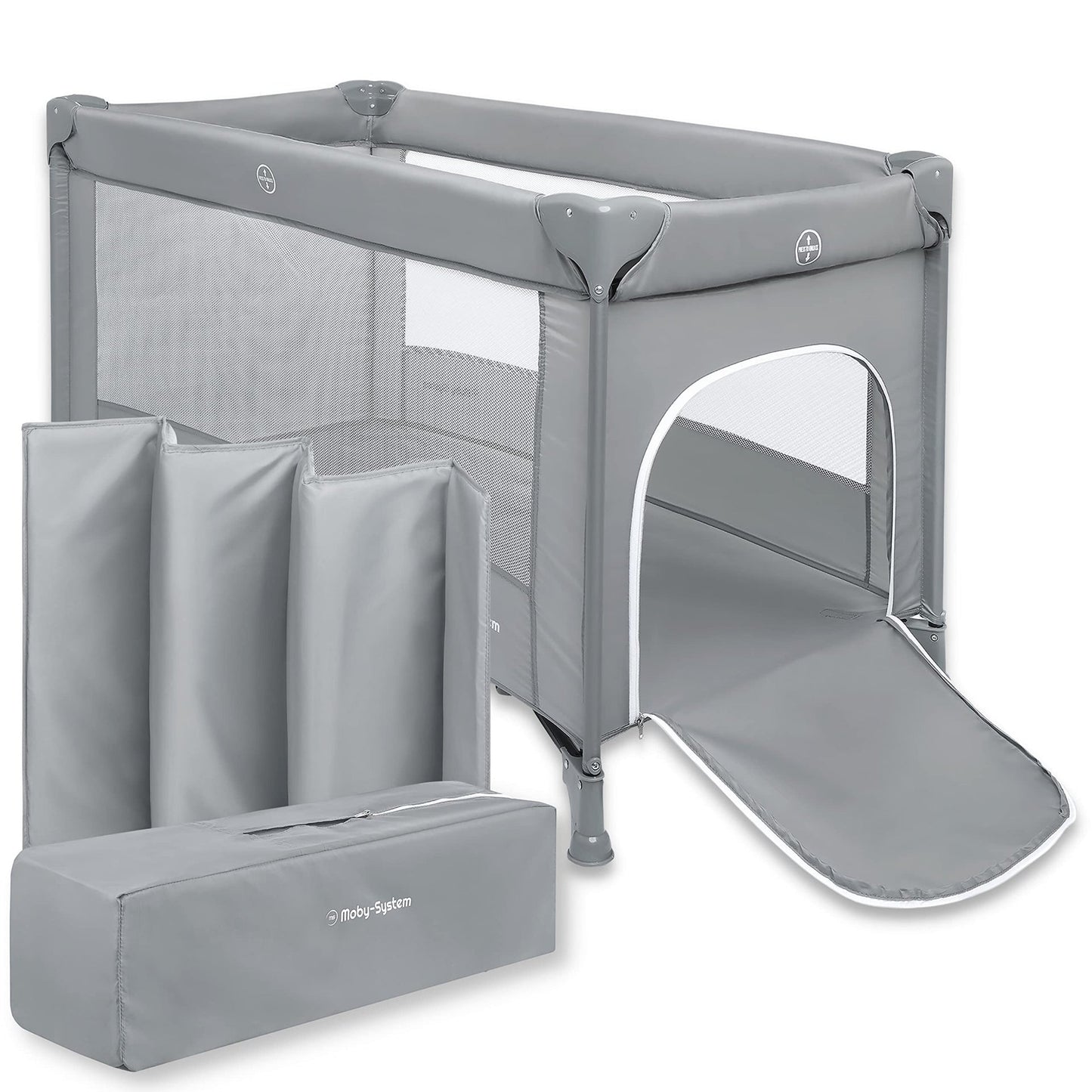 Livrenpoche : Lit Bébé 2 en 1 Parc Bébé & Lit Parapluie Pliable Moby-System - - Divers
