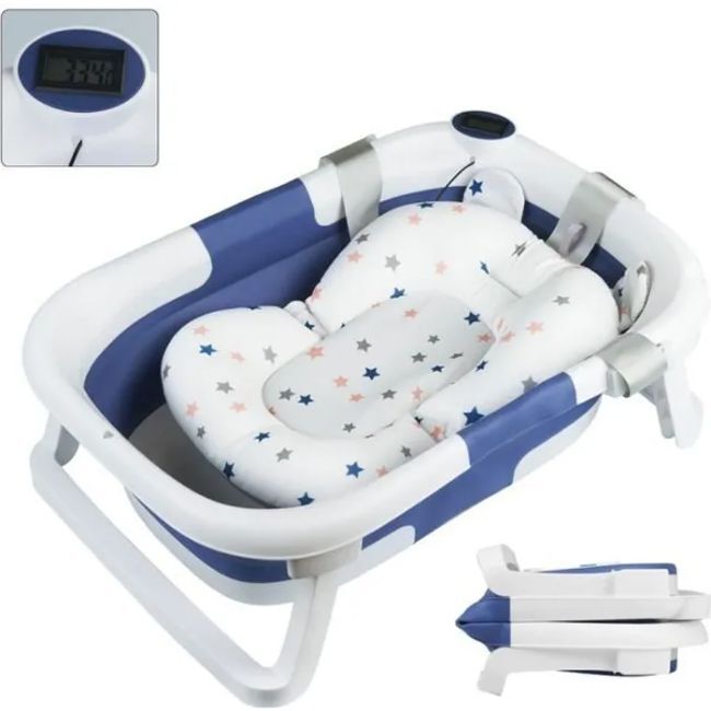 Livrenpoche : Baignoire Pliable Bébé Évolutive Avec Coussin de Bain et Thermomètre - - Divers