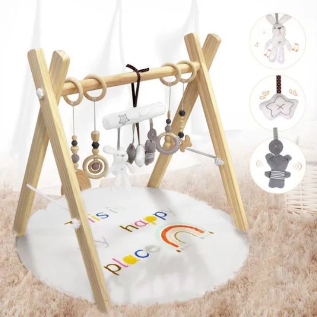 Livrenpoche : Tapis d'éveil et d'activités transportable en bois pour bébé - - Divers