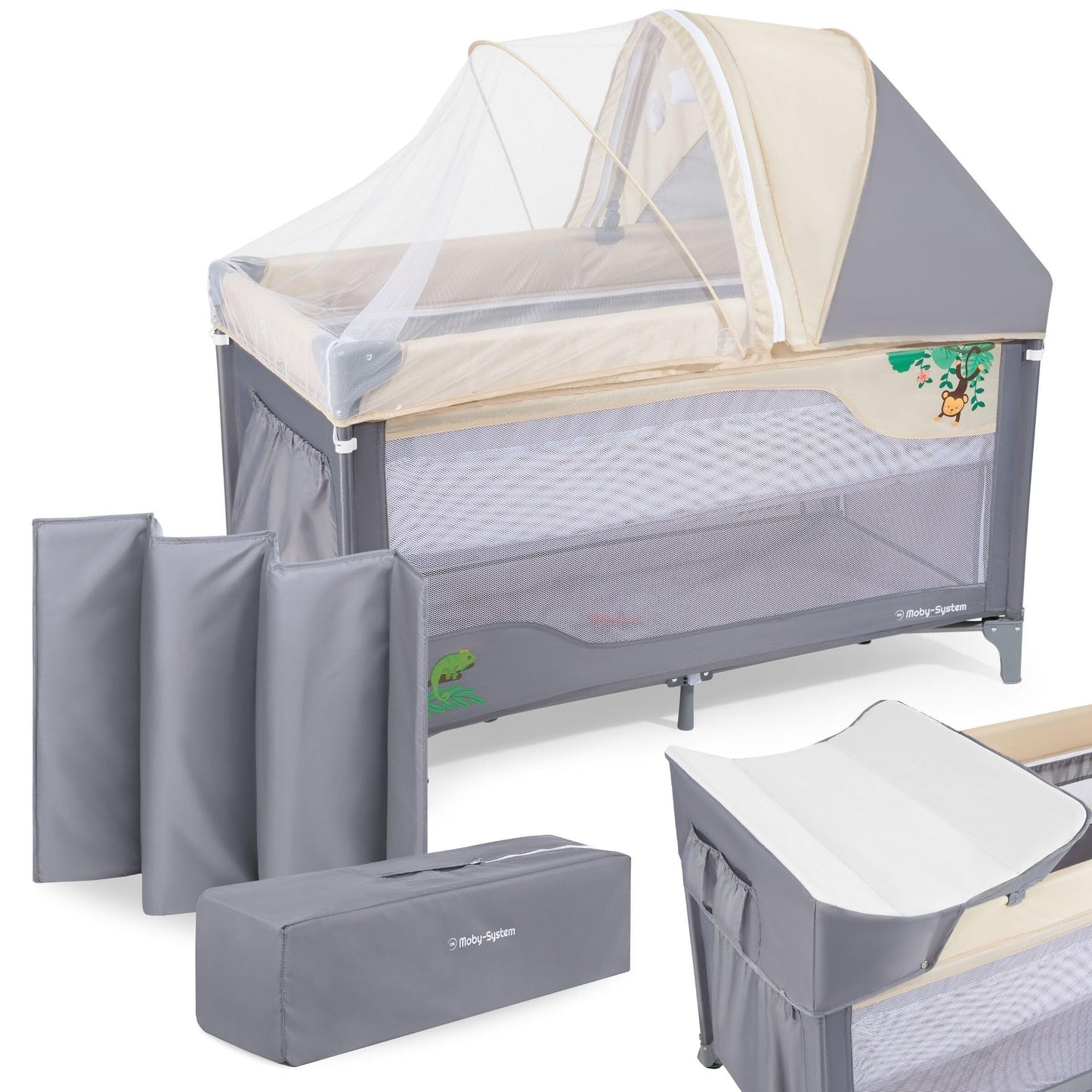 Moby-System 2 en 1 parc bébé & lit parapluie pliable - Table à langer - - Divers