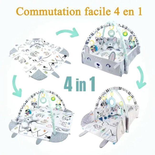 Tapis d'Éveil et Parc Bébé 5-en-1, Piscine à Balles, 20 Balles et 5 Jouets - - Divers