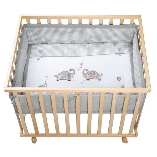 Livrenpoche : ROBA Parc Bébé Jumbotwins 75x100 cm + Tour de Parc de Protection et 4 Roues - Bois Naturel -  - Divers
