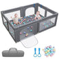 Parc Bébé rectangulaire avec 50 boules - 200 x 150 x 68 cm - Gris foncé -  - Divers
