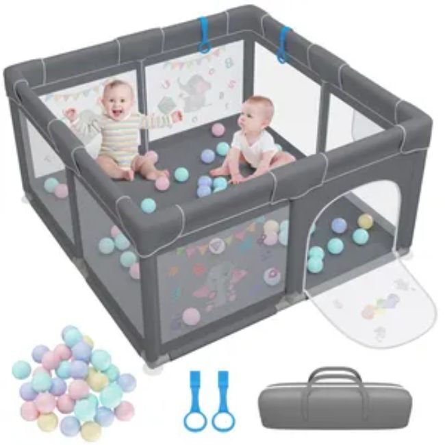 Parc Bébé pour enfants avec 30 boule - Parc De Jeux Lavable Pliable - 127 x 127 x 68cm Gris foncé -  - Divers