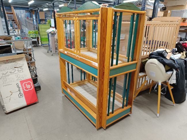 Lit double en bois 120 x 60 vert -  - Divers
