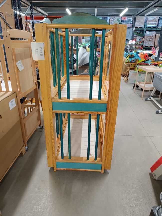 Lit double en bois 120 x 60 vert -  - Divers