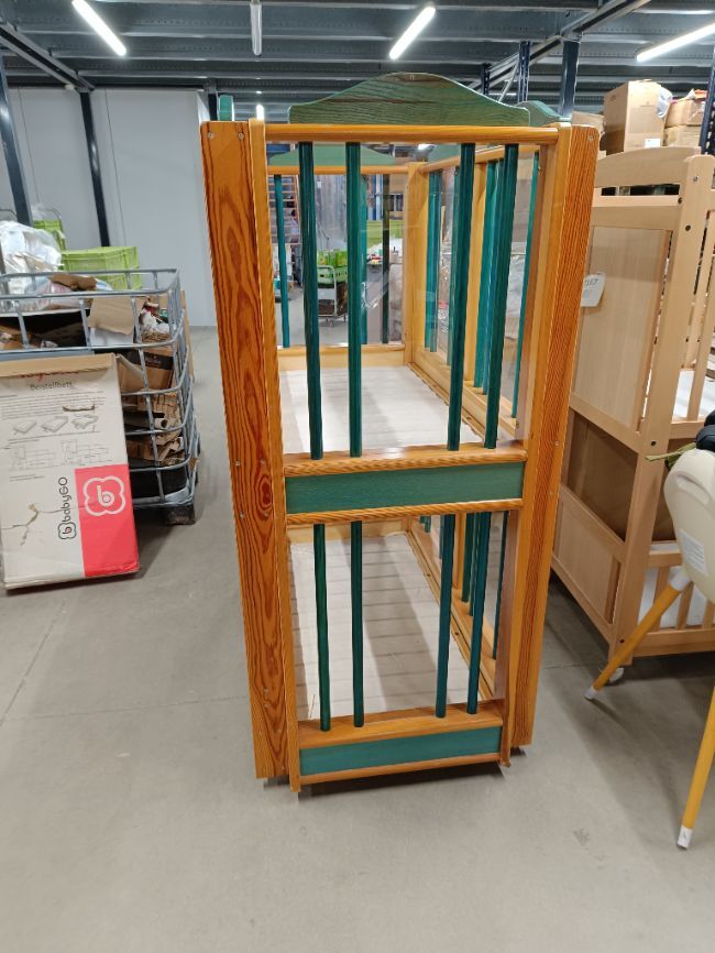 Lit double en bois 120 x 60 vert -  - Divers