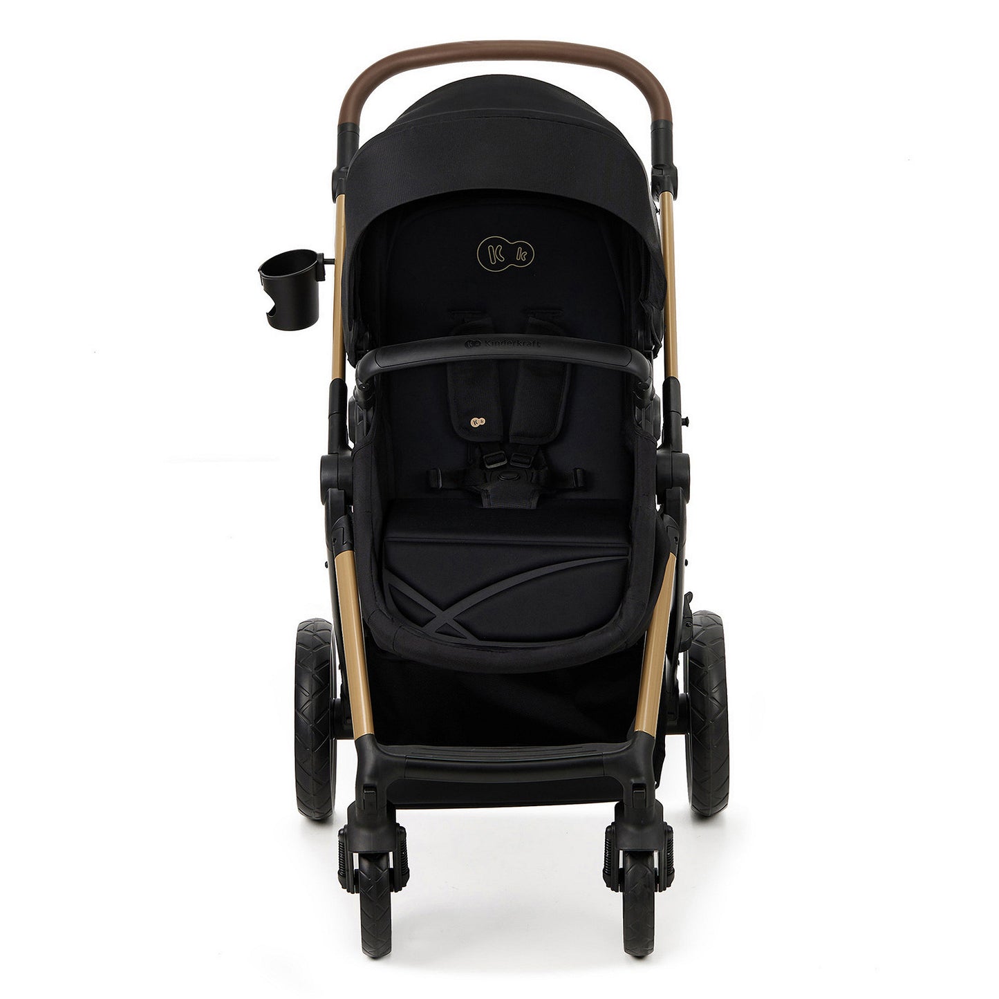 Kinderkraft MOOV 2 4en1 noir - vue frontale mode poussette avec harnais 5 points